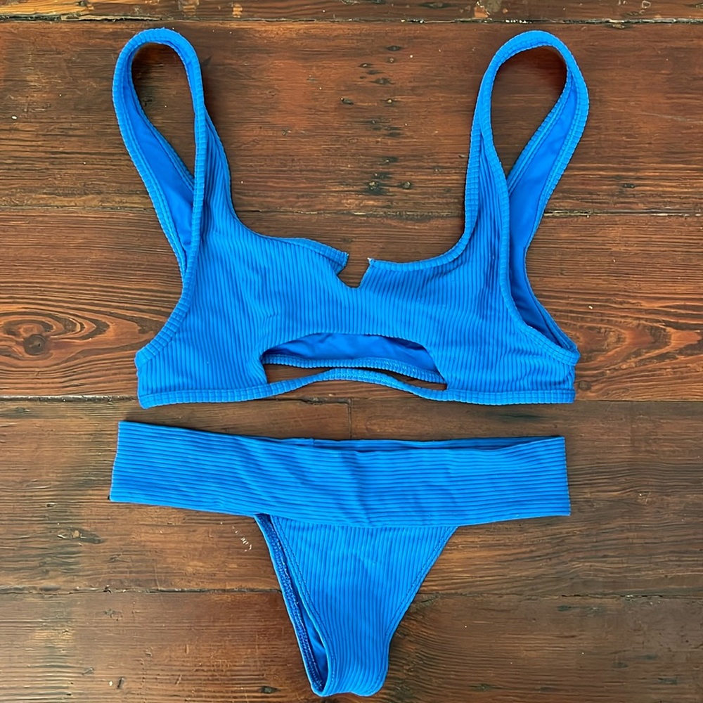 Blue Ribbed Frankie’s Bikinis Set S